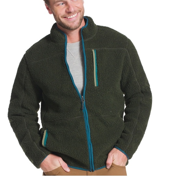 Eddie Bauer NWT Loden Green High Pile Full Zip Chilali Sherpa Jacket Men’s Large - Picture 3 of 8